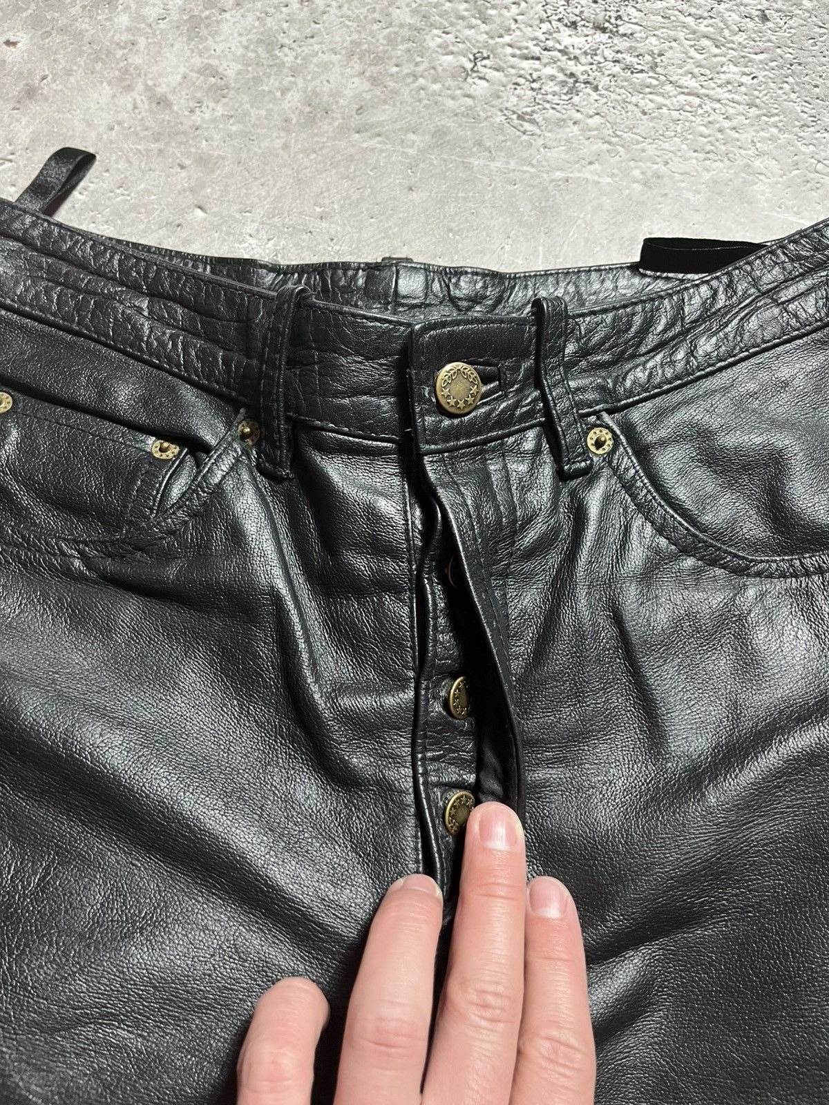 Japanese Brand × Leather Vintage Black Avant-Garde Real Leather Pants with Edgy Style Size US 30 / EU 46 - 17 Thumbnail
