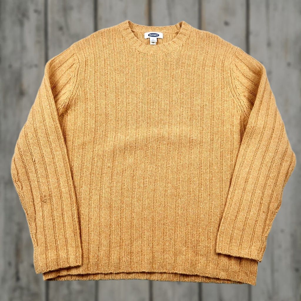 Old Navy Vintage Old Navy Mens XL Sweater Mustard Yellow Ribbed Knit Crew Neck Size US XL / EU 56 / 4 - 1 Thumbnail