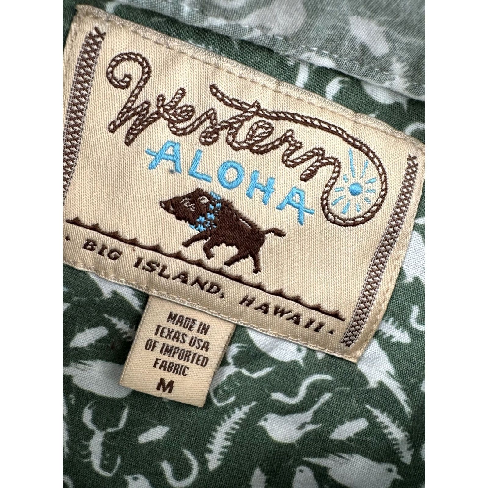 ALOHAS WESTERN ALOHA Shirt Mens M Green Pearl Snap Western Cowboy B8 Scorpion Bird Short Sleeve Button-Up Size US M / EU 48-50 / 2 - 5 Thumbnail