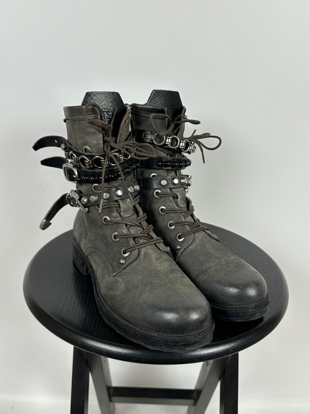 A.S.98 A.S.98. Airstep Grey Leather Biker Ankle Boots Size US 8 / IT 38 - 2 Thumbnail