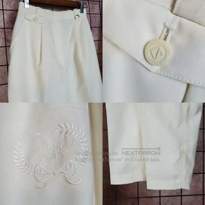 Dior Dior Women's Cream Wool Blend Embroidered Pants . Size 24" / US 00 / IT 34 - 4 Thumbnail
