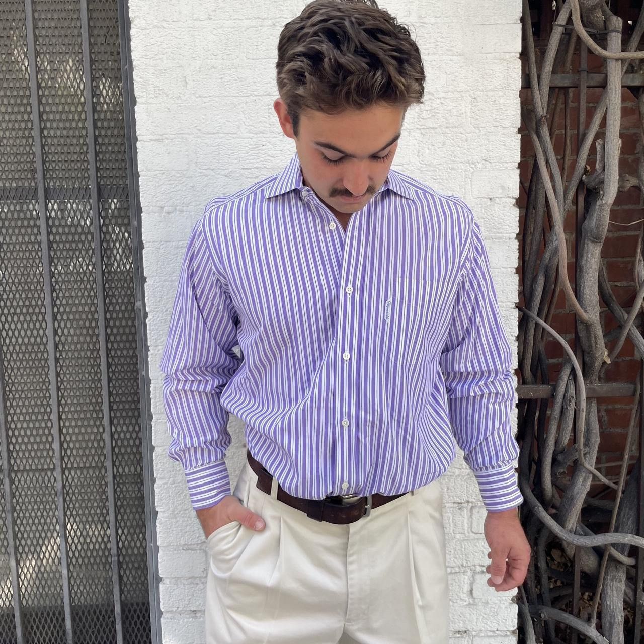 Tommy Hilfiger Façonnable vintage striped Oxford Shirt Mens Large Size US L / EU 52-54 / 3 - 2 Thumbnail