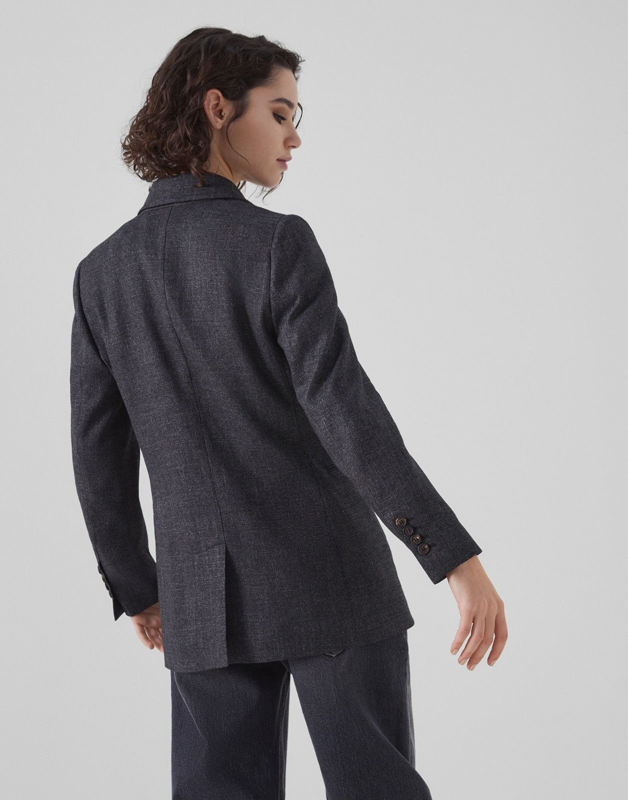 Brunello Cucinelli o1la1rc1a0225 Wool Blazer in Nero Size M / US 6-8 / IT 42-44 - 2 Thumbnail