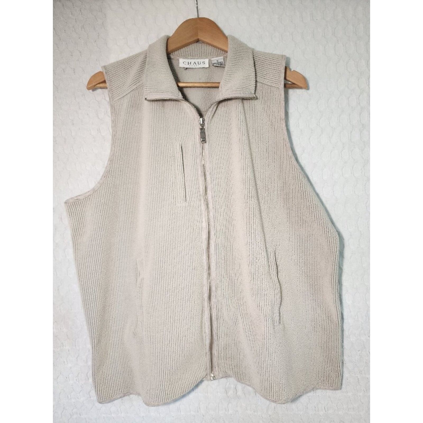 Chaps Chaus Sport Vintage XL Women's Beige Ribbed Vest Size XL / US 12-14 / IT 48-50 - 1 Thumbnail