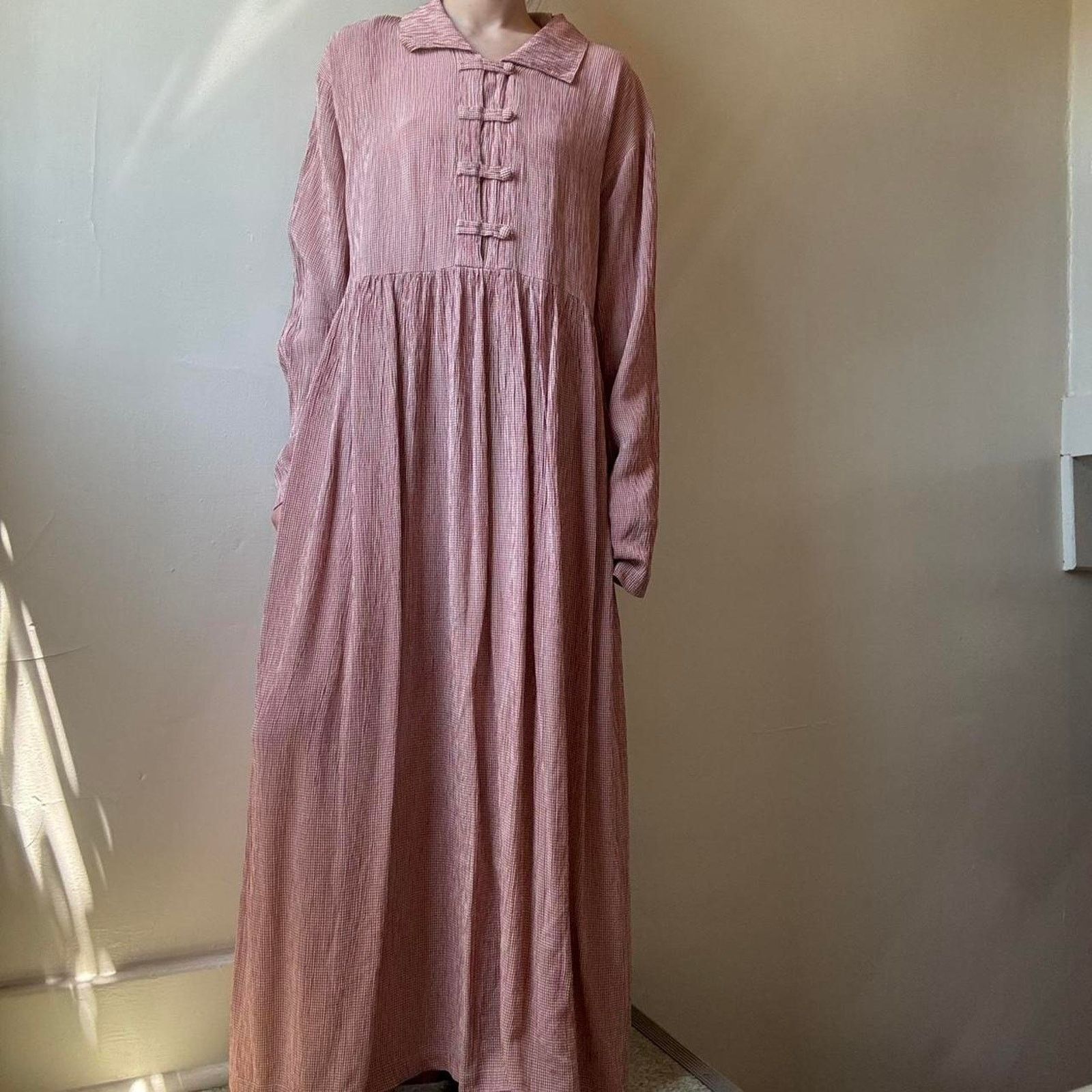 Vintage Vintage All Week Long Salmon Gingham Maxi Dress 10 Cottage Size L / US 10 / IT 46 - 2 Thumbnail