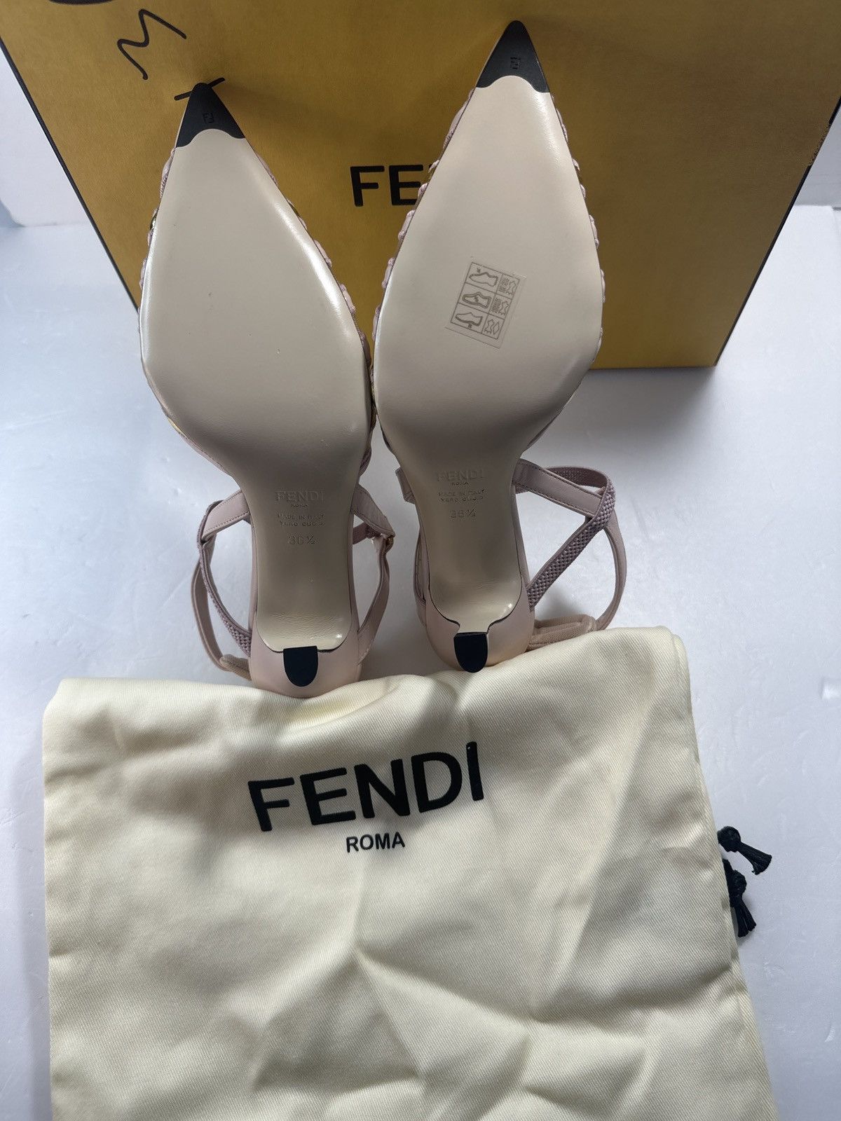 Gucci FENDI leather and mesh high-heeled slingbacks Size US 6.5 Size US 6.5 / IT 36.5 - 4 Thumbnail