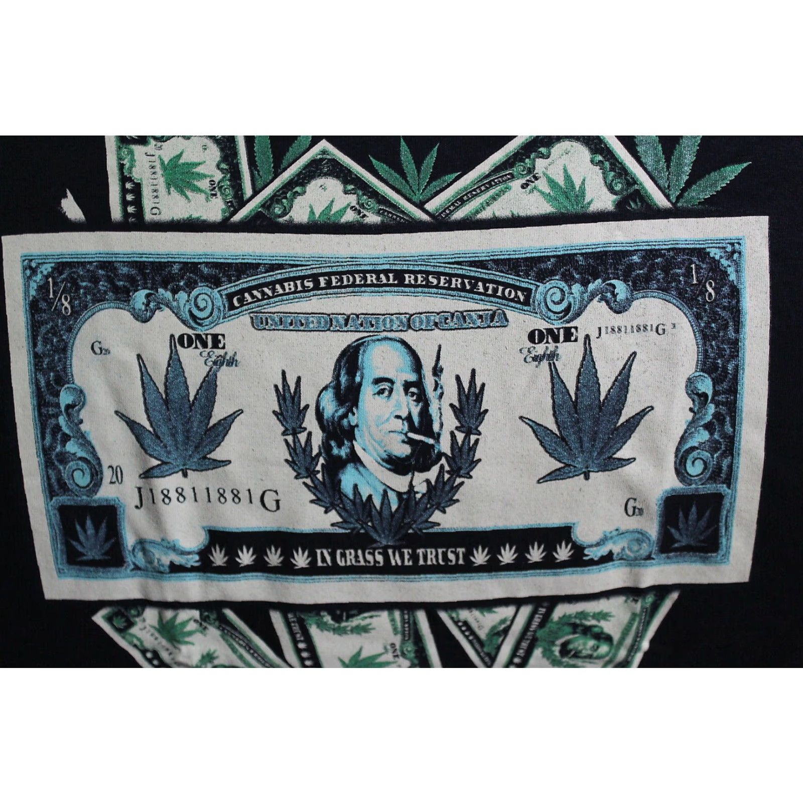 Vintage VINTAGE ALSTYLE APPAREL Marijuana Leaf Dollar Bill Graphic Tee T-Shirt Men's XL Black Funny Size US XL / EU 56 / 4 - 3 Thumbnail