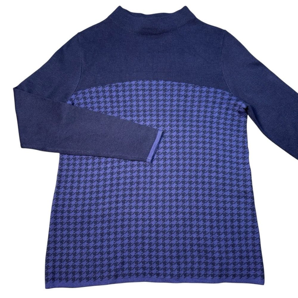 Other Susan Graver High Neck Houndstooth Blue Sweater Size S Size S / US 4 / IT 40 - 3 Thumbnail