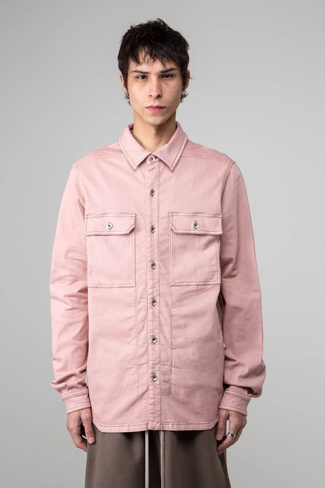 Rick Owens Pink Giacca Faded Denim Overshirt Jacket Size US L / EU 52-54 / 3 - 2 Thumbnail