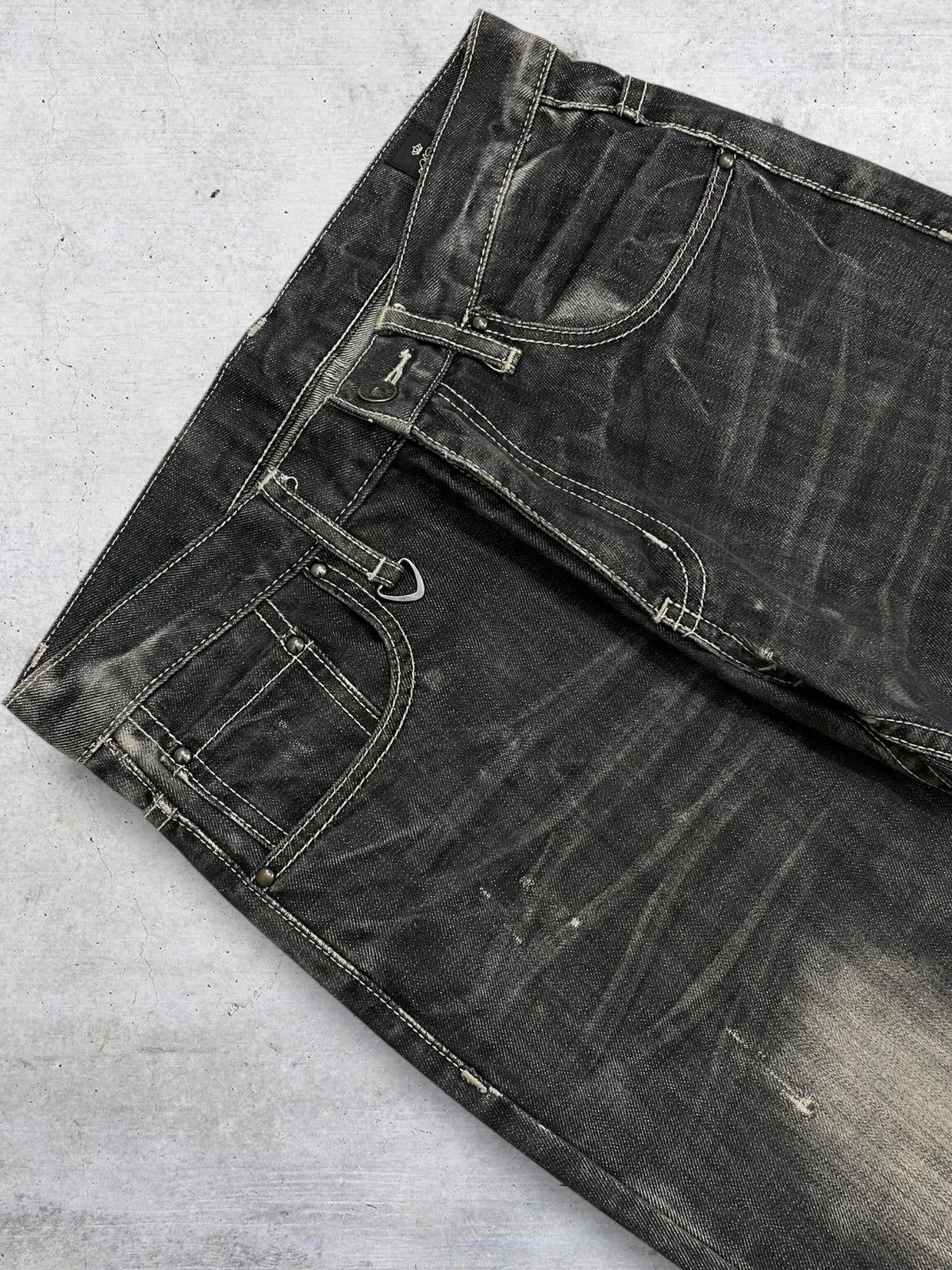 If Six Was Nine VINTAGE DISTRESS WHISKERING GRUNGE AESTHETIC SEMANTIC DENIM Size US 29 - 6 Thumbnail