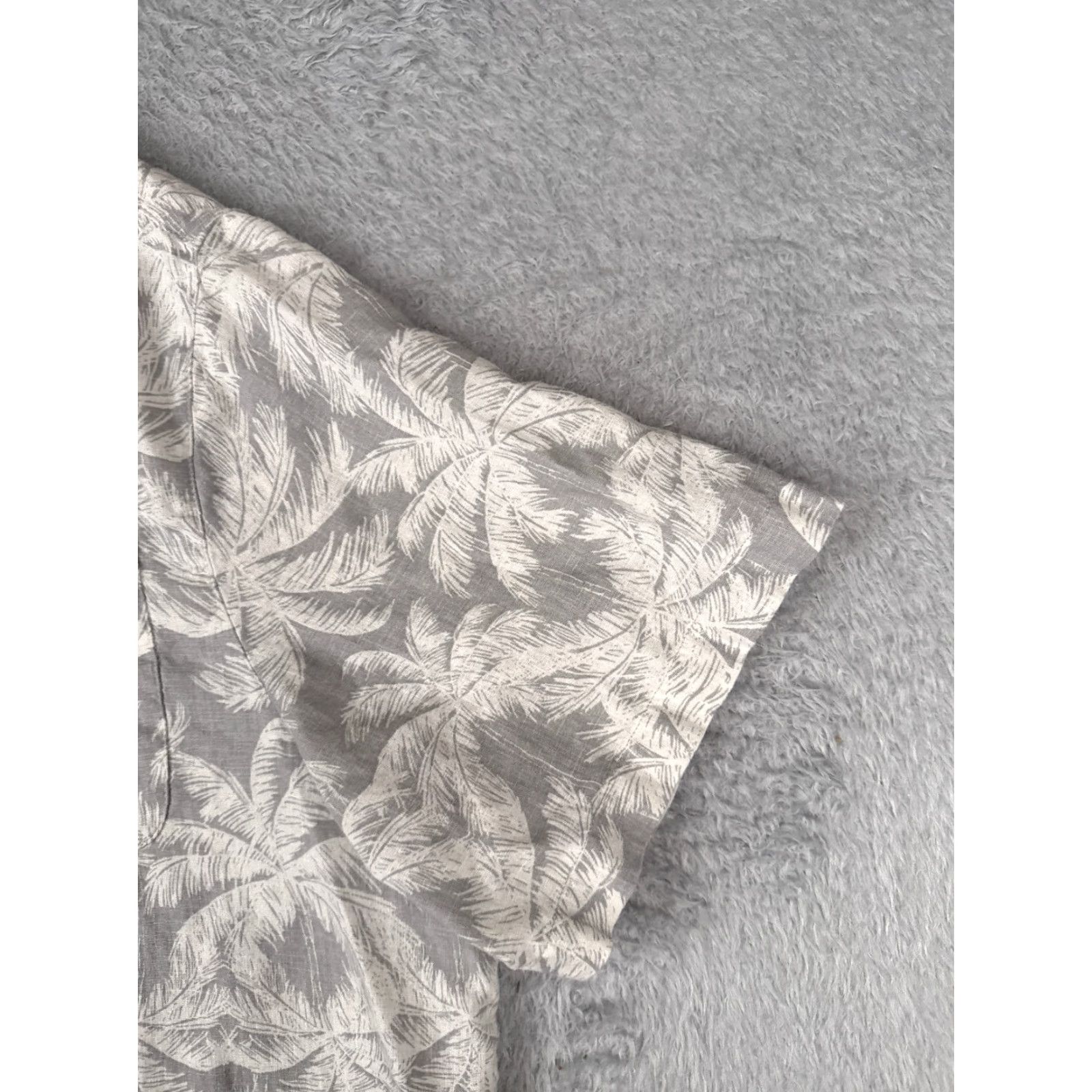 George George Mens Shirt 3XL Gray Floral Palm Leaf Hawaiian Linen Blend Button-Up Short Sleeve Vintage: No Size US XXL / EU 58 / 5 - 2 Thumbnail