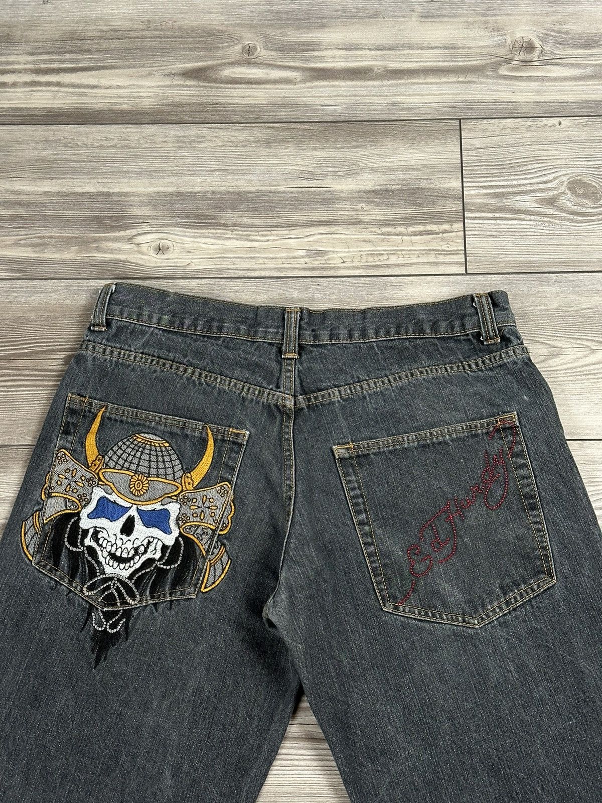 Ed Hardy Crazy Y2K Ed Hardy Embroidered Baggy Jeans Size US 38 / EU 54 - 3 Thumbnail