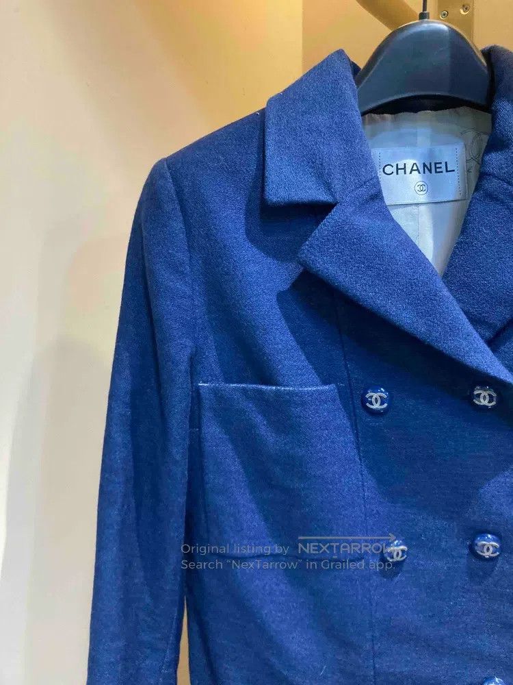 Chanel Chanel 16p blue double-breasted coat embroidered lining co Size XXS / US 00 / IT 34 - 2 Thumbnail