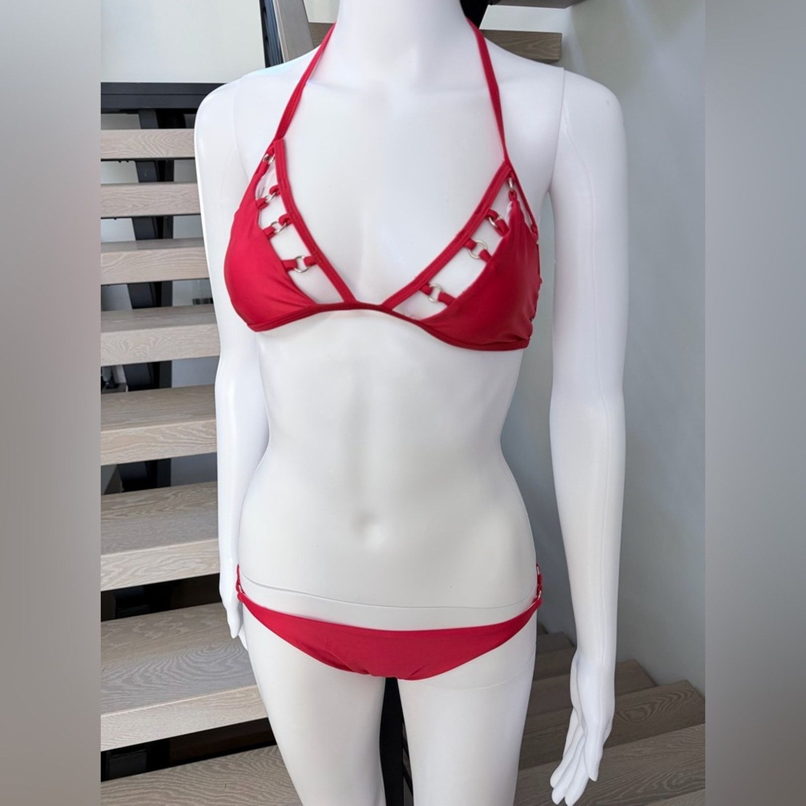 Other New Y2K Red Halter Bikini Swimsuit Set size XS Size ONE SIZE - 6 Thumbnail