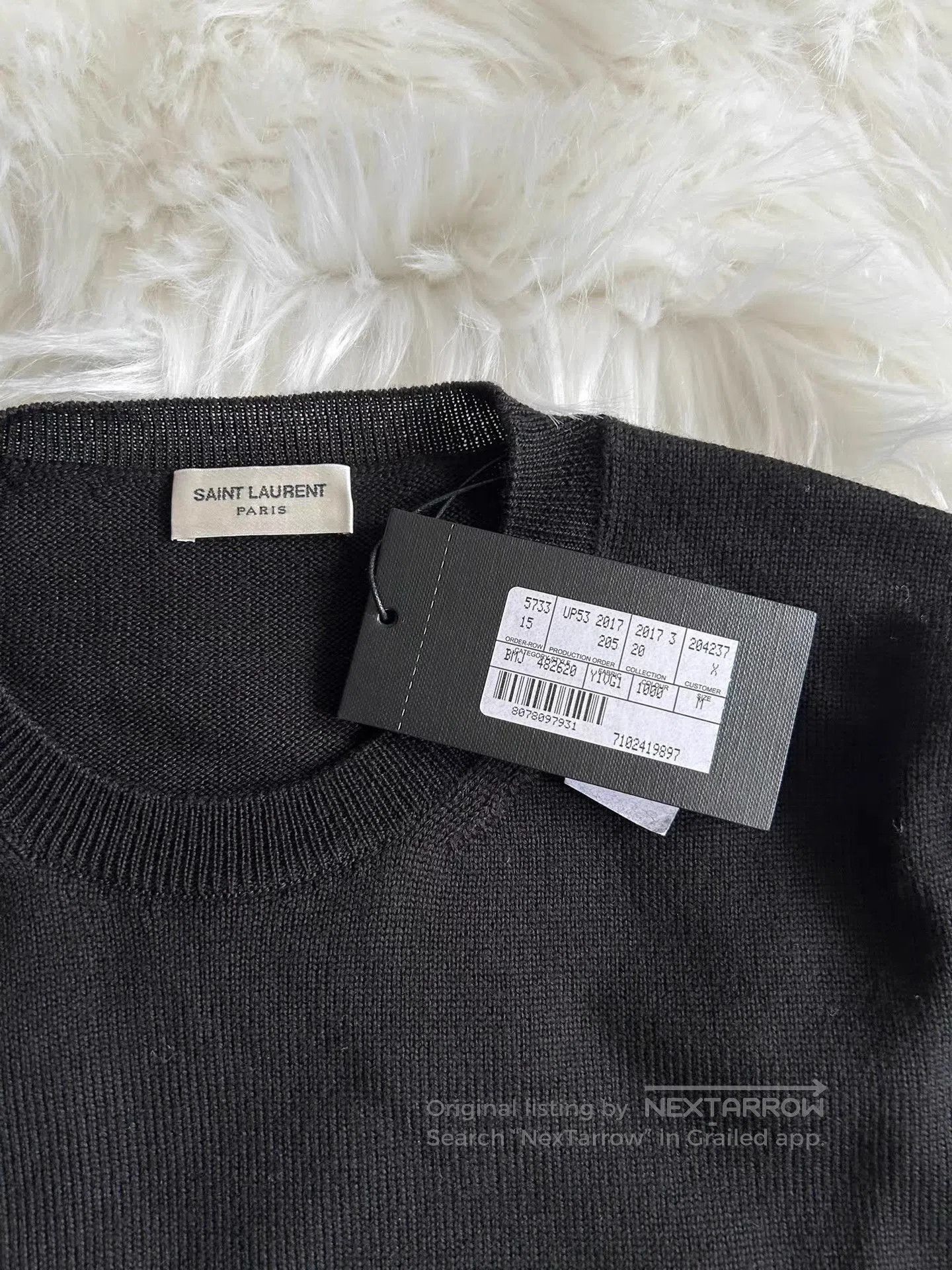 Saint Laurent Paris Black Long Sleeve Sweater with Red Arm Patch. Size US M / EU 48-50 / 2 - 2 Thumbnail
