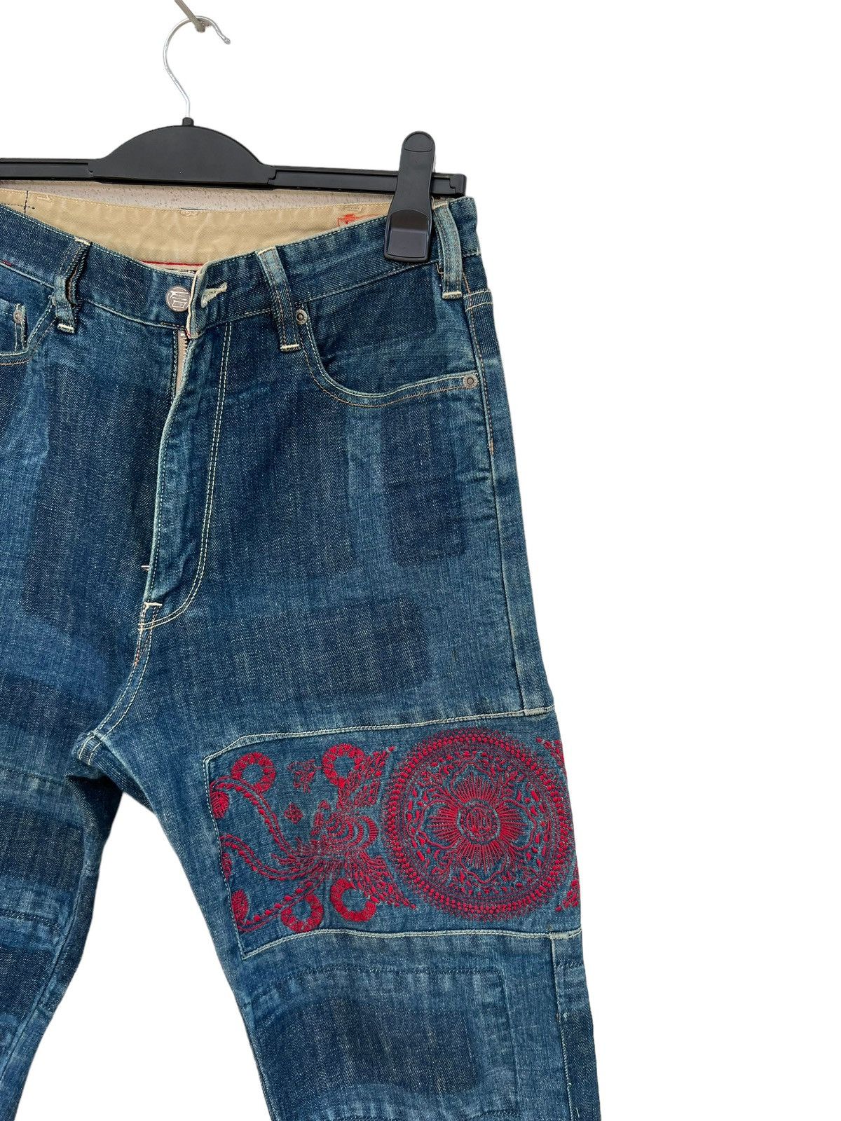 Vintage Japan Brand Etienne Ozeki Patchwork Embroidery Denim Jeans Size US 30 / EU 46 - 10 Thumbnail