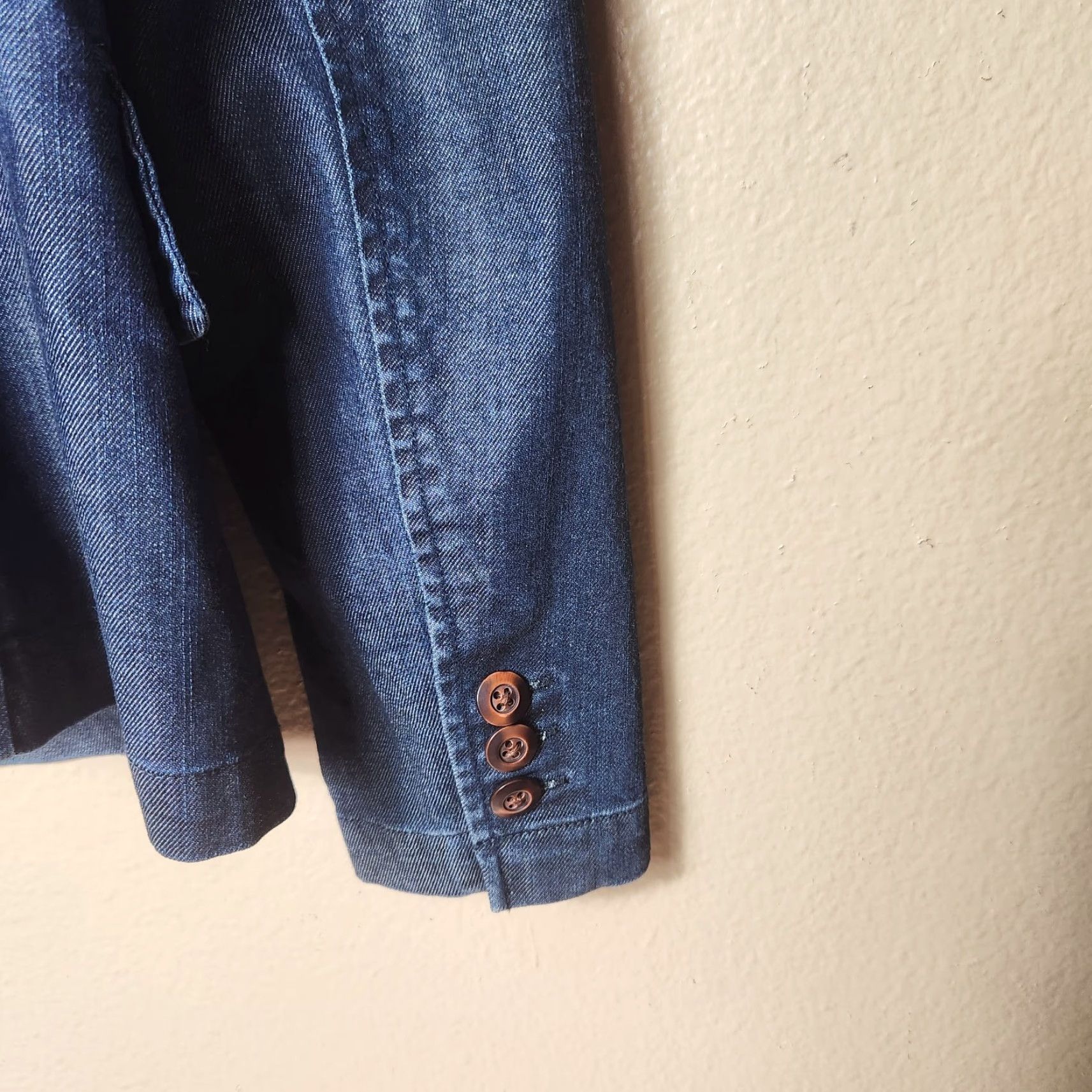 Vintage Sundance Tania Denim Dark Wash One Button Blazer-Size 10 Womens Blazer Denim Blue Bohemian Western Vintage-Style Jacket with Pockets Surgeon Cuffs Size L / US 10 / IT 46 - 8 Thumbnail