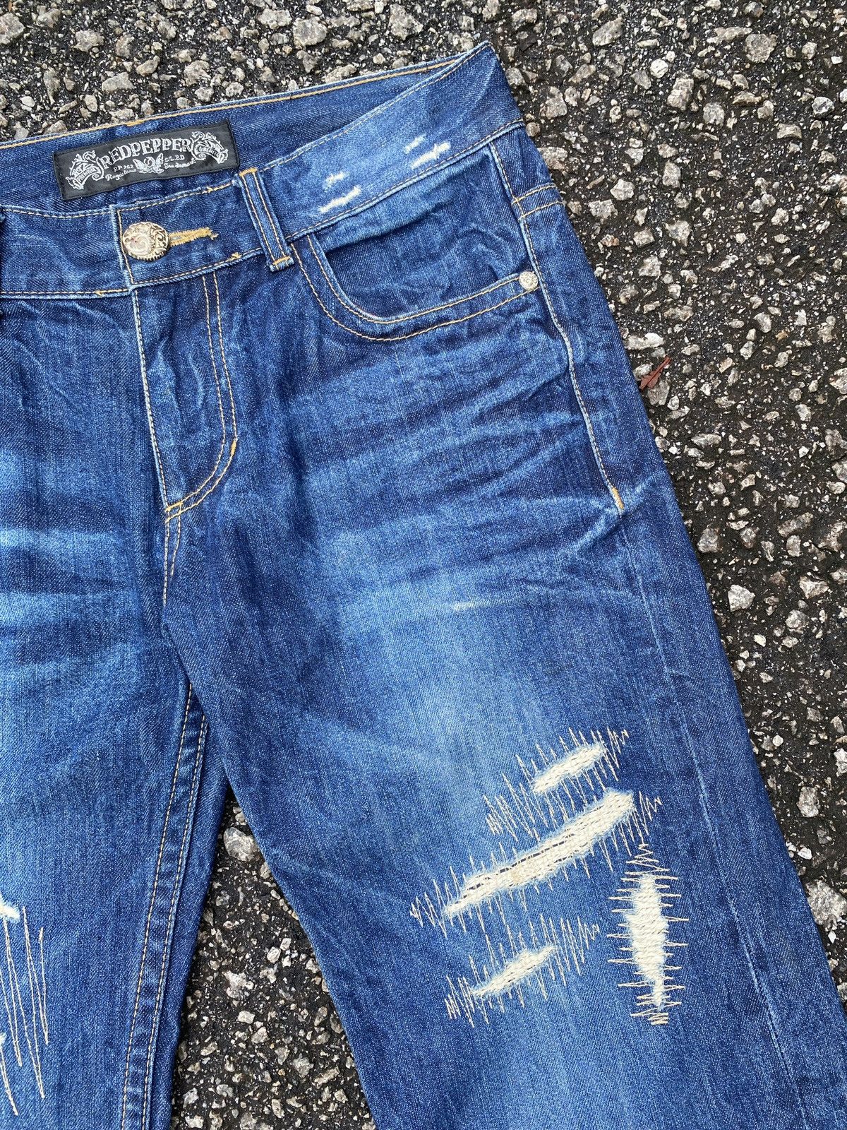 If Six Was Nine × Japanese Brand × Tornado Mart 1990s - Red Pepper Distressed Logo Design Denim Size US 32 / EU 48 - 8 Thumbnail