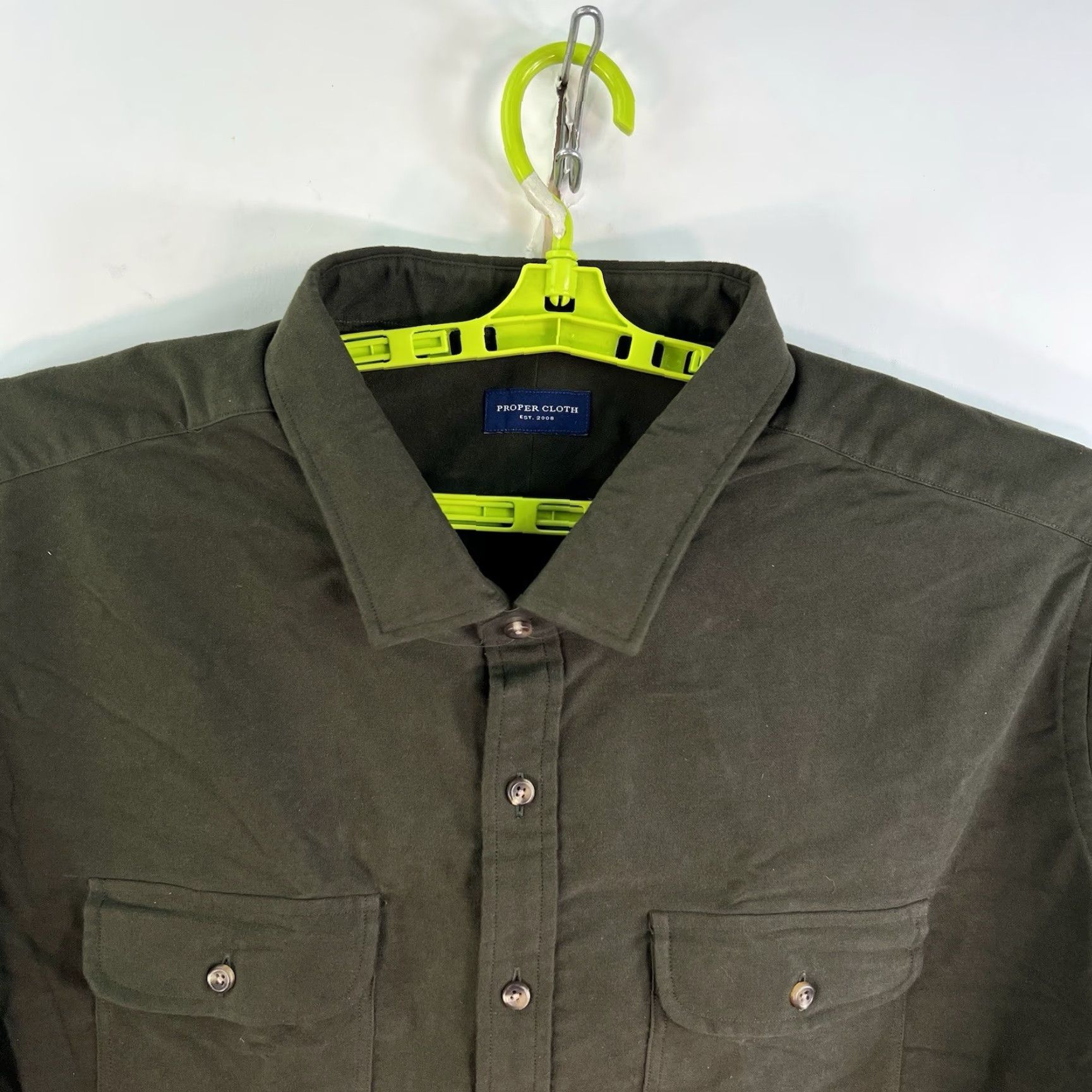 Proper Cloth VINTAGE Proper Cloth Green Button-Up Shirt Men's Size 4XL Cotton Twill Casual Long Sleeve Size US XXL / EU 58 / 5 - 3 Thumbnail
