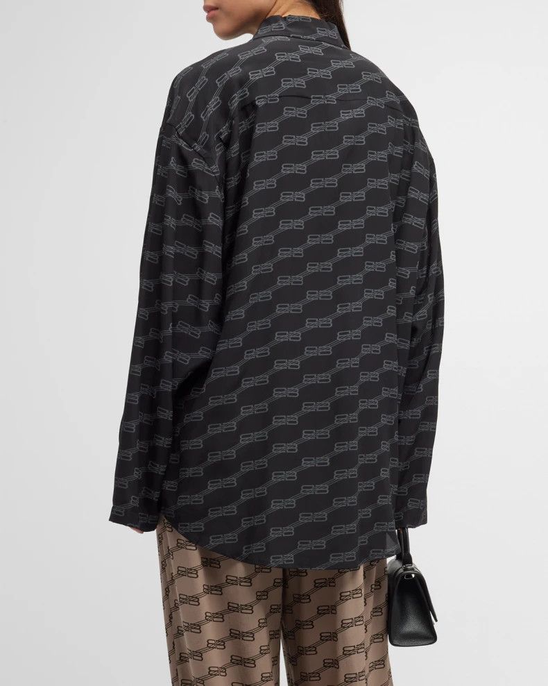 Balenciaga o1bcso1str1124 BB Monogram Minimal Shirt in Black Size M / US 6-8 / IT 42-44 - 4 Thumbnail