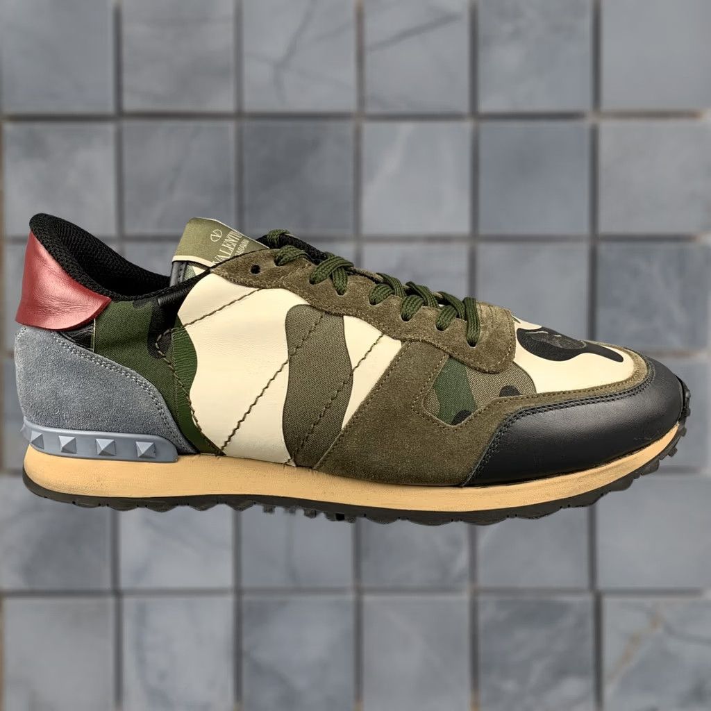 Valentino VALENTINO Size 12 Multi-Color Olive Camo Leather Low Top Sneakers Mens Shoes Size US L / EU 52-54 / 3 - 1 Thumbnail