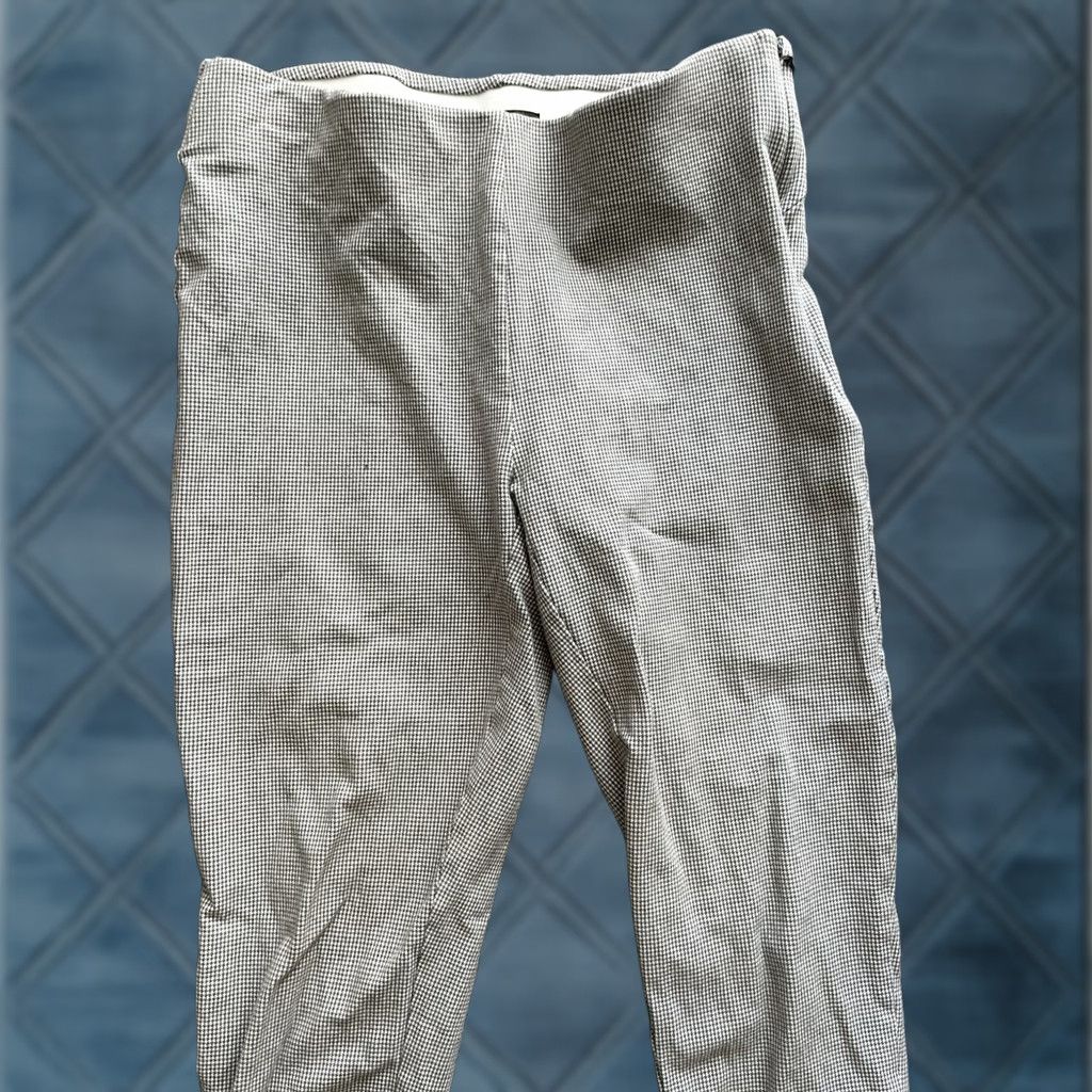 Ann Taylor Ann Taylor Loft Pants Check Skinny Ankle 2 Gray Womens Career Wear 27 in Inseam Side Zip Button Hook & Eye Size 26" / US 2 / IT 38 - 1 Thumbnail