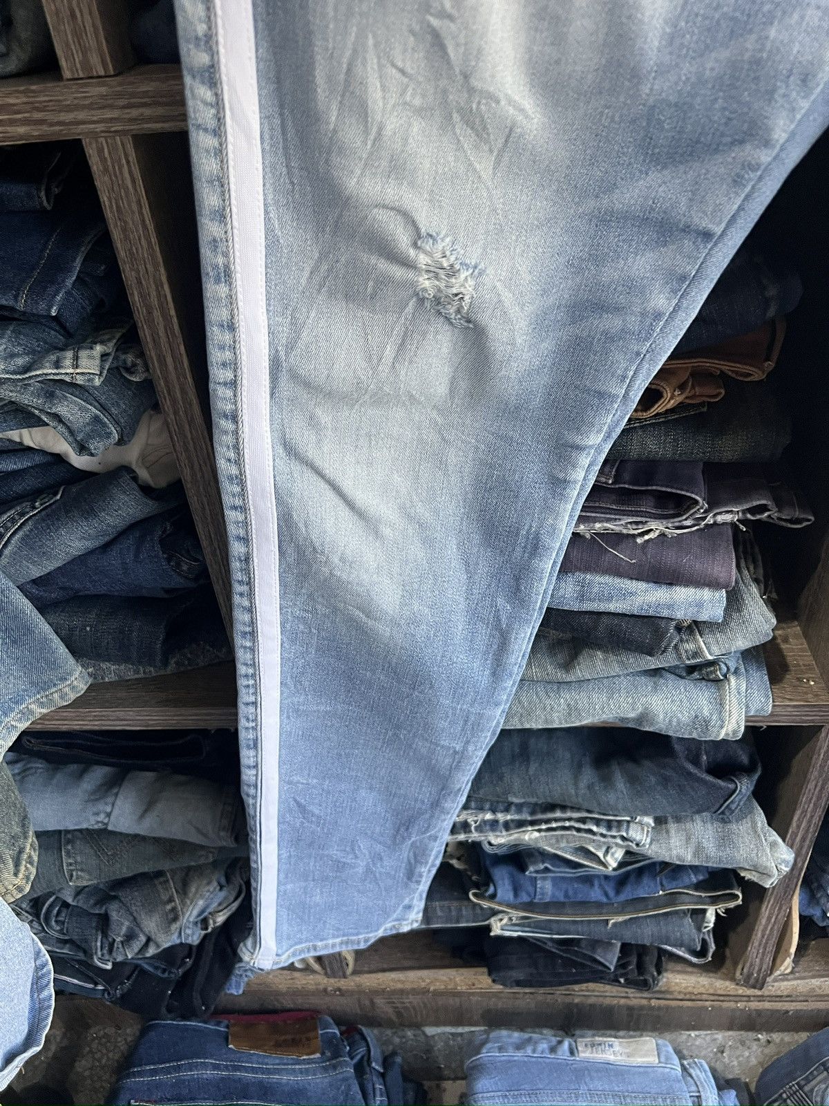 Hollister 🔥Hollister Side Stripe Distressed Denim Size US 31 - 7 Thumbnail
