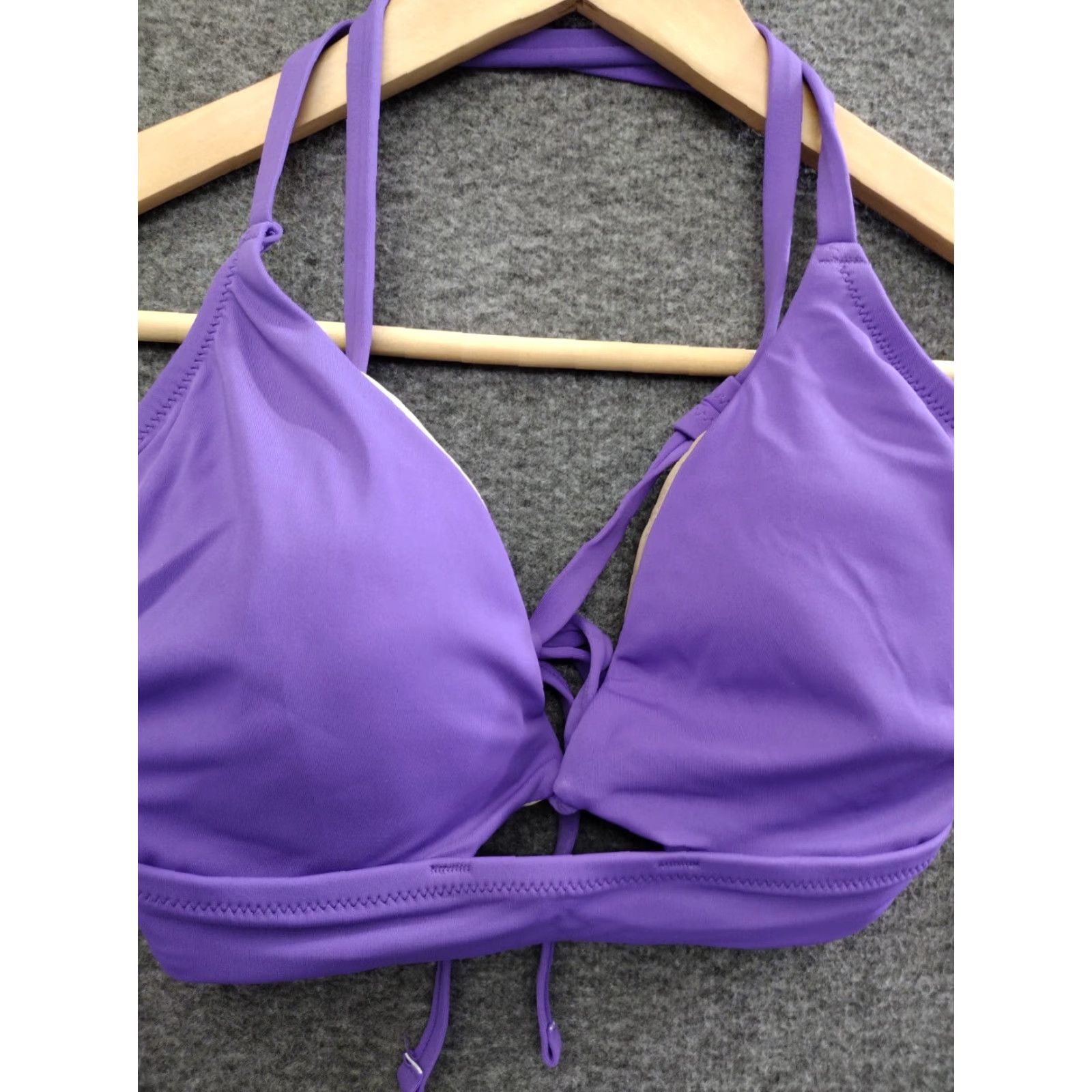 Vintage Shade & Shore Bikini Top Purple Keyhole Spaghetti Padded 34D Women Adult Regular XS-34? Size XXS / US 00 / IT 34 - 3 Thumbnail