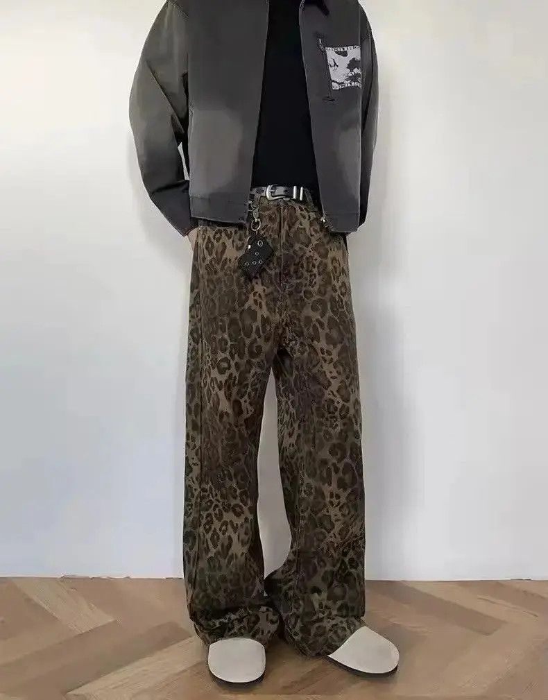 Japanese Brand Vintage Brown Leopard Print Straight Leg Jeans Size US 32 / EU 48 - 4 Thumbnail