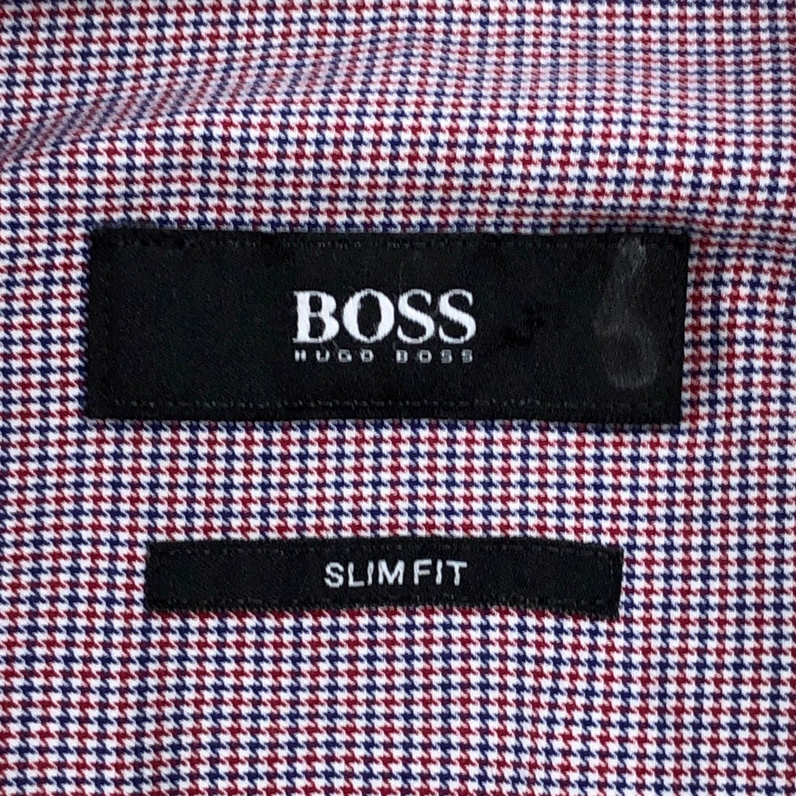 Hugo Boss Hugo Boss Dress Shirt 5.5 39 Slim Fit Purple Micro Check Size US M / EU 48-50 / 2 - 15 Thumbnail