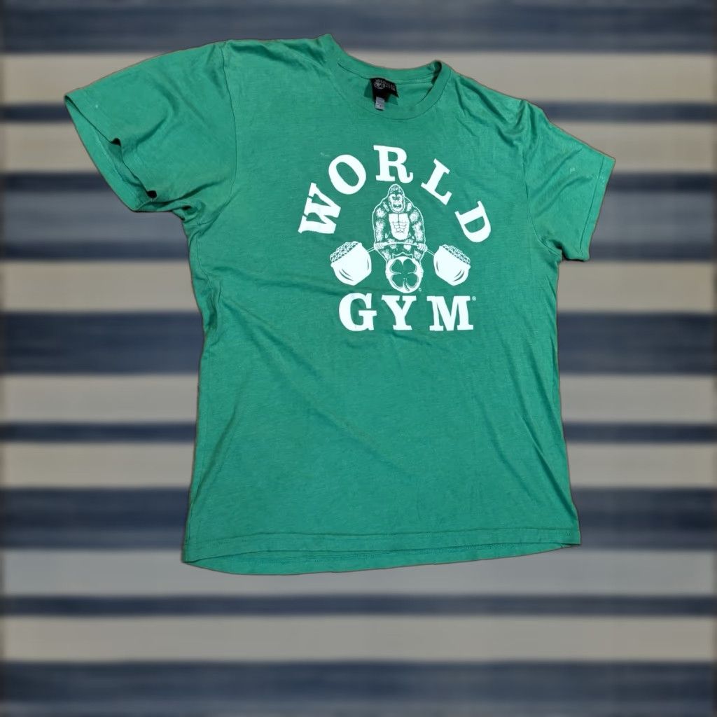 Vintage VINTAGE World Gym Shirt Green Weightlifting Tee Pot of Gold Irish Men’s XL Size US XL / EU 56 / 4 - 1 Thumbnail