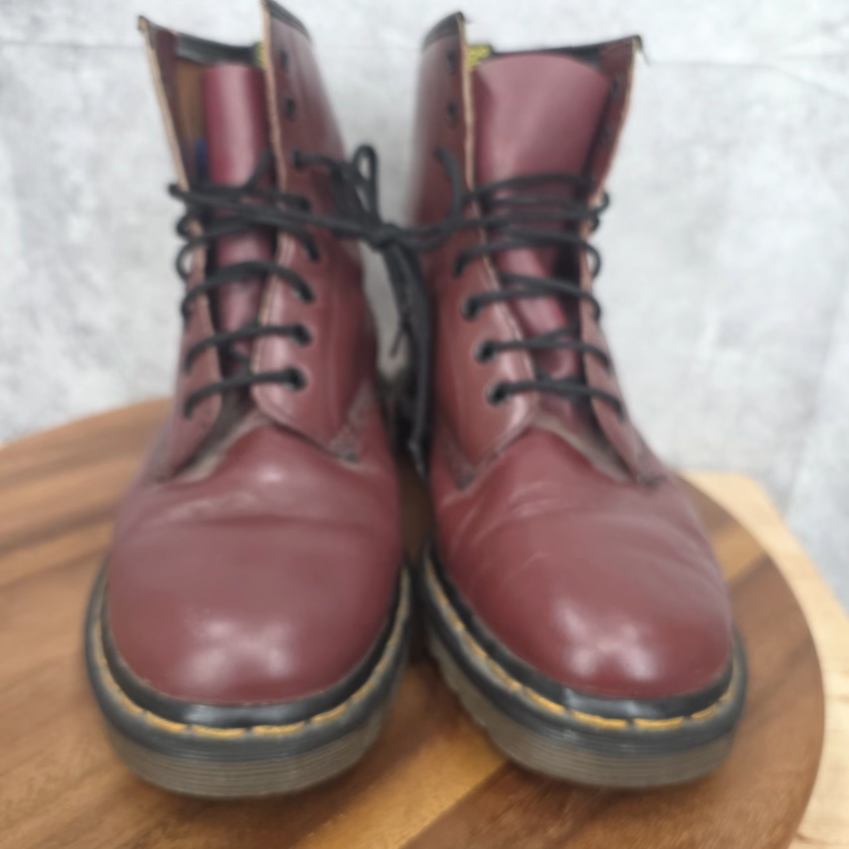 Dr. Martens VINTAGE Dr. Martens 1460 Boots Mens 9 Cherry Red Leather Moto Combat 8-Eye England Size US 9 / EU 42 - 3 Thumbnail