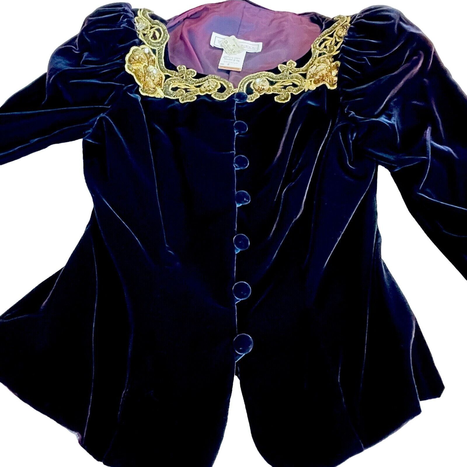 Scott McClintock Hand Beaded Velour Gold Purple Shirt Vintag