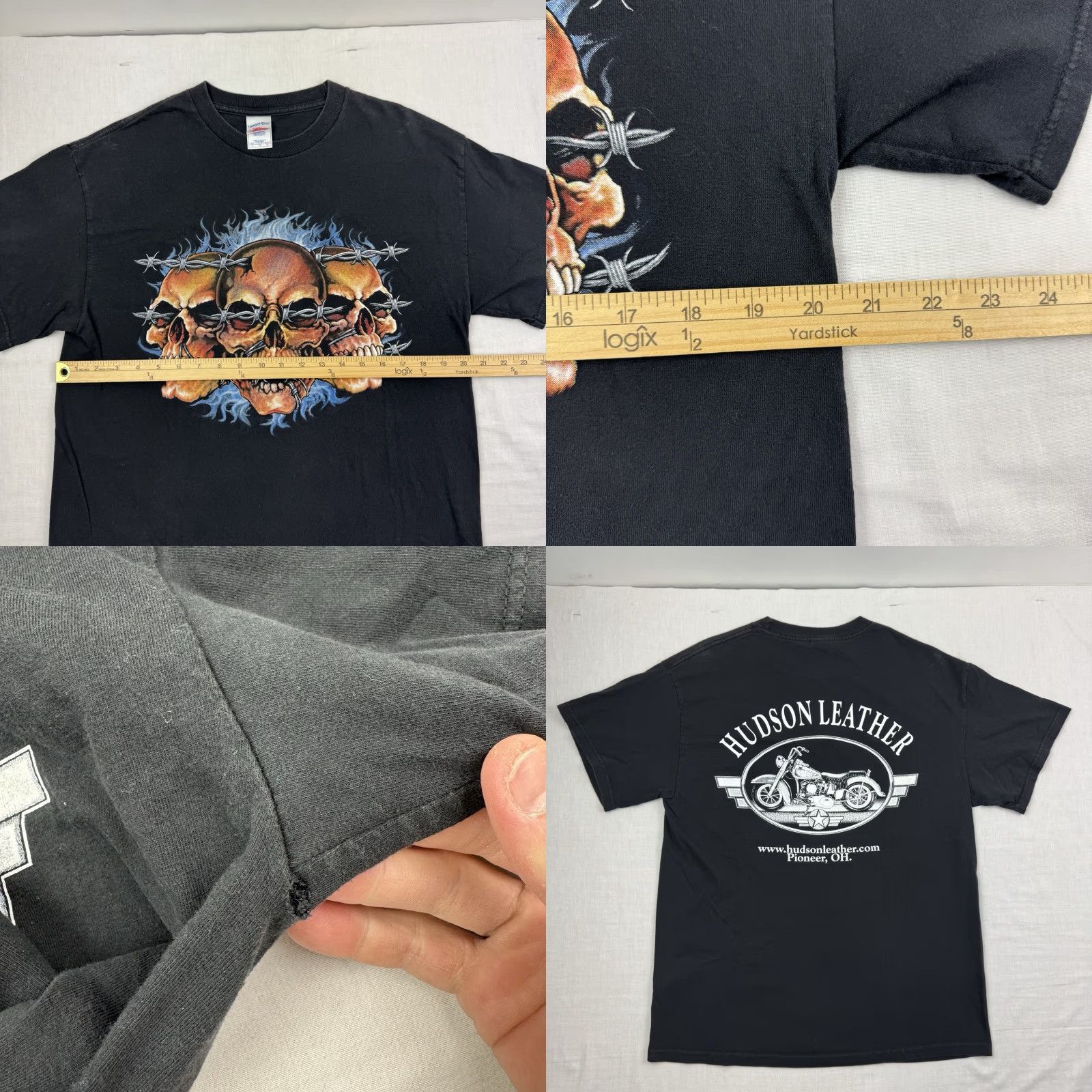 Vintage VINTAGE Tennessee River T-Shirt Men Adult Large Black Skull Flames Hipster 90s Y2K Punk Biker Crew Neck Short Sleeve Barbed Wire] Size US L / EU 52-54 / 3 - 8 Thumbnail