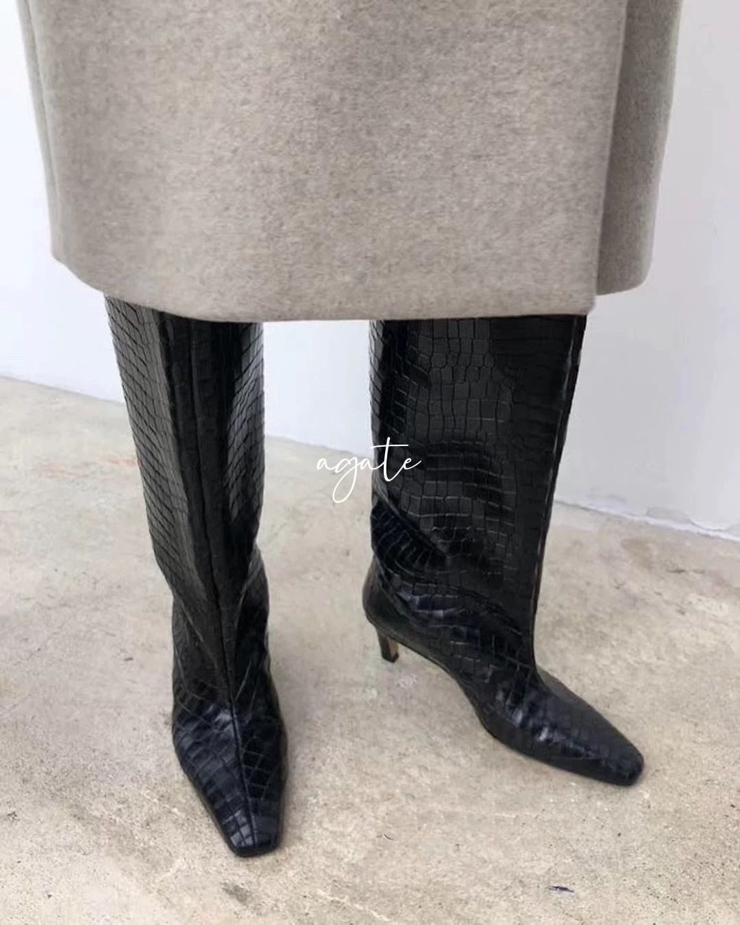 Toteme Toteme Crocodile Embossed Leather Boots 36 BNIB Size US 5.5 / IT 35.5 - 2 Thumbnail