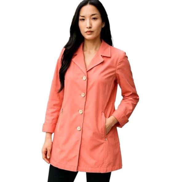 St. John St. John Jacket Womens Mid-Length Pink Salmon Trench Coat Jacket Long Sleeve Regular Dry Clean Only Size M / US 6-8 / IT 42-44 - 2 Thumbnail