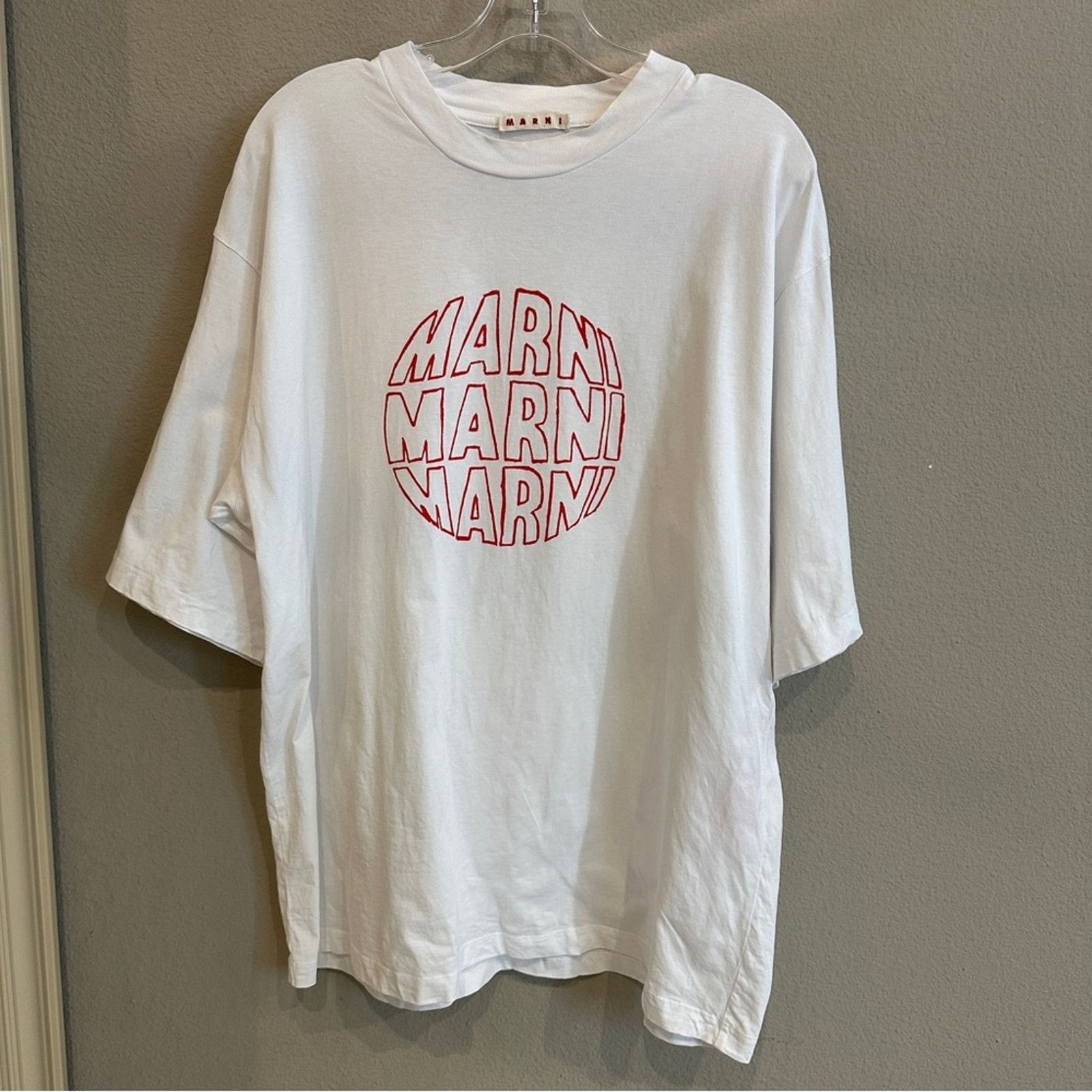 Marni Marni Logo Graphic Oversized T Shirt White Red Print Size US XL / EU 56 / 4 - 3 Thumbnail