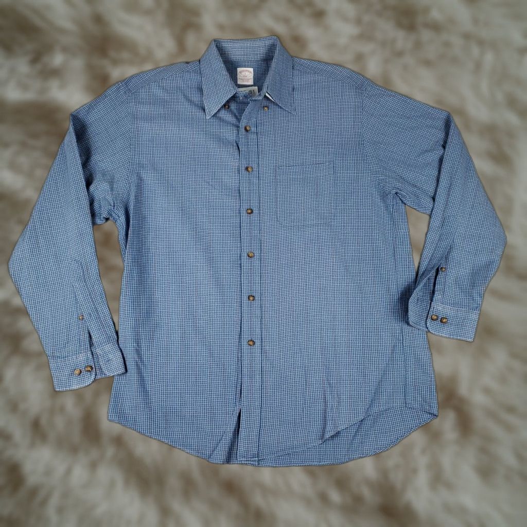 Brooks Brothers Brooks Brothers Shirt Mens Large Blue Check Button Up Long Sleeve Size US L / EU 52-54 / 3 - 1 Thumbnail