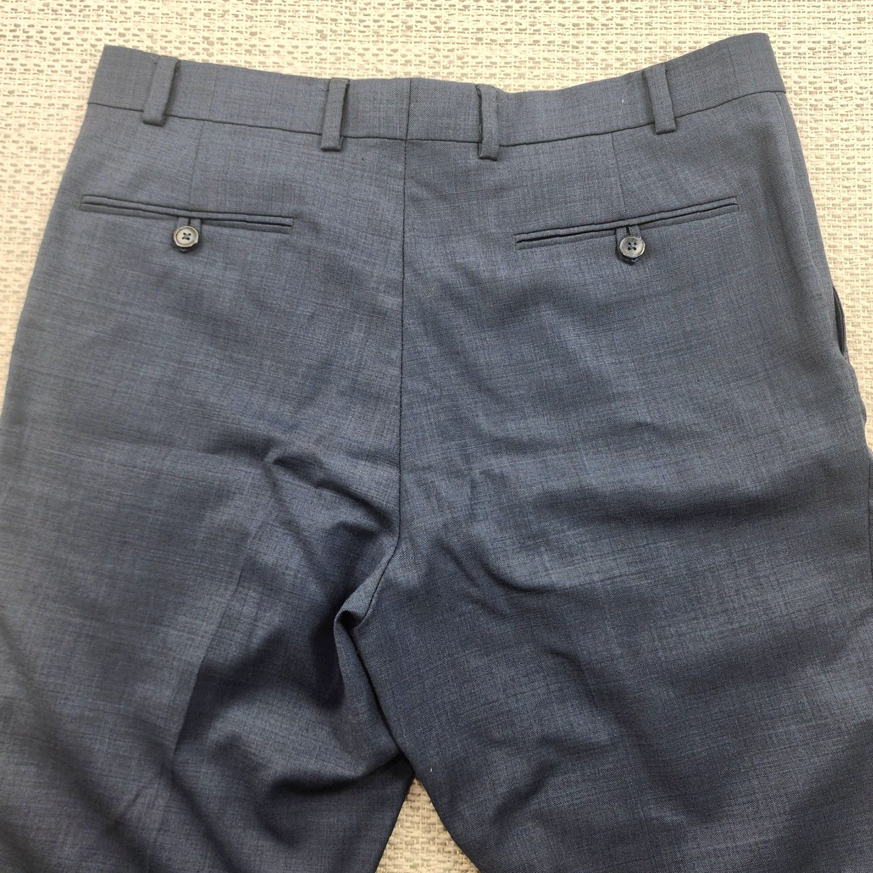 Original Penguin Original Penguin Pants Mens 35x34 Blue Wool Blend Dress Trousers Flat Front Size US 35 - 3 Thumbnail