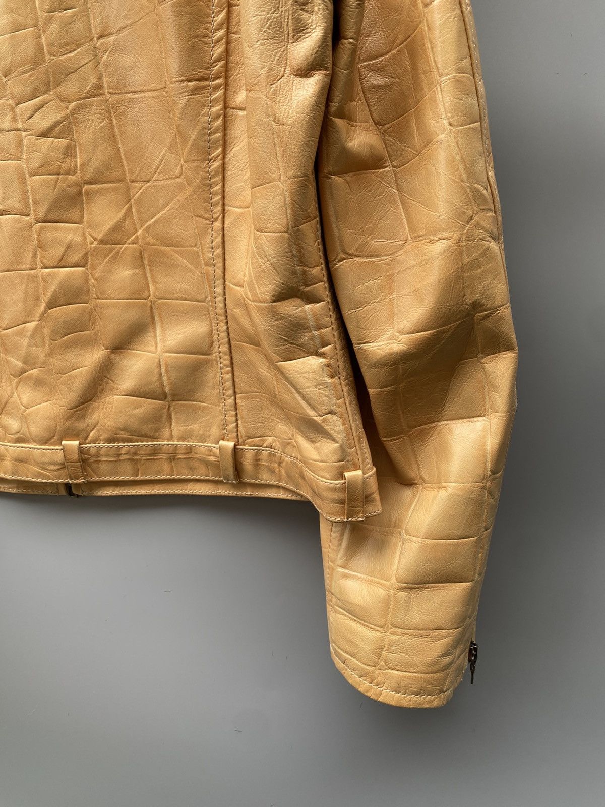 KEITAMARUYAMA 2000s Embossed Croc Effect - Leather Trucker Jacket Size S / US 4 / IT 40 - 14 Thumbnail