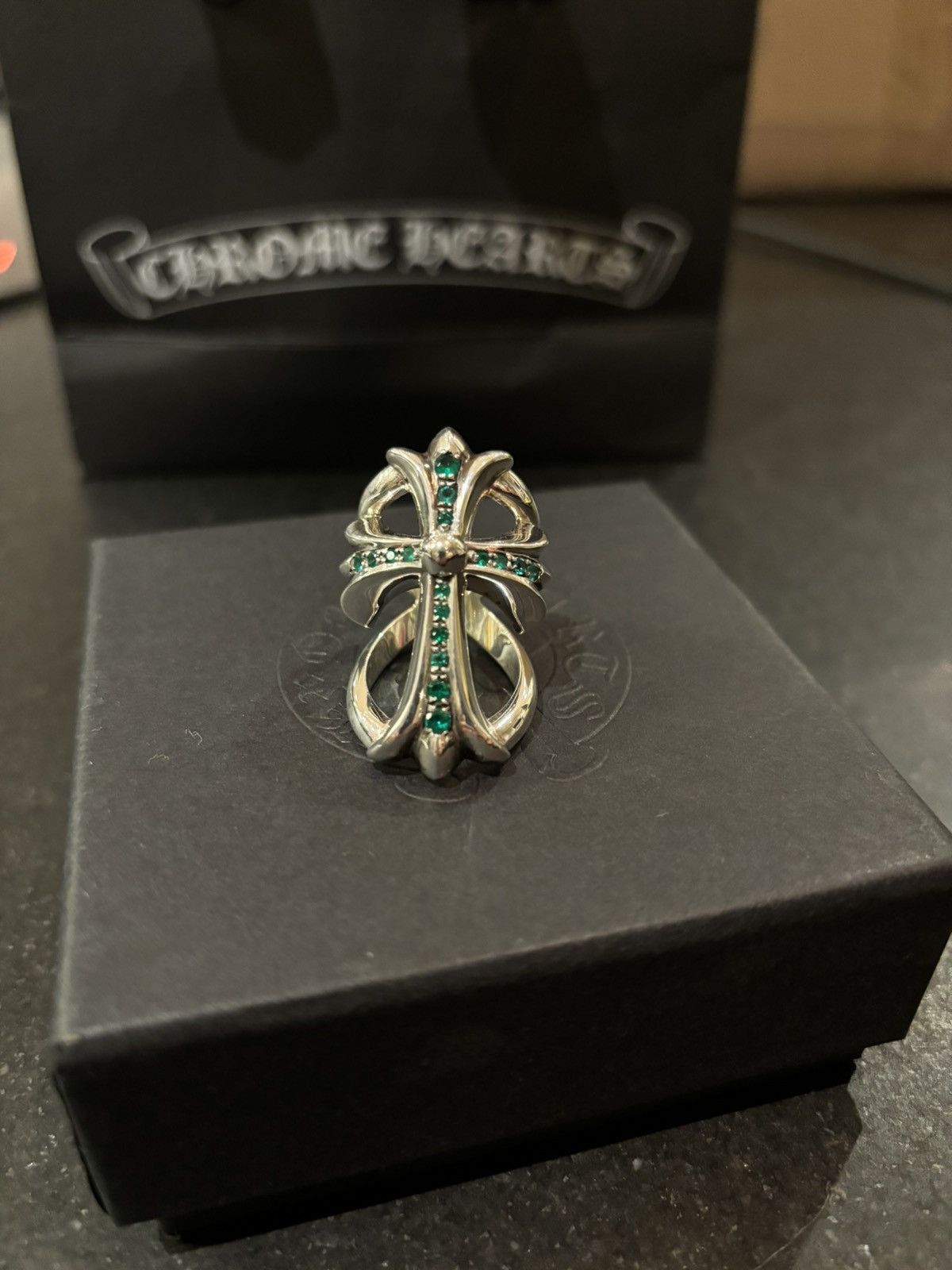 入手困難★送料無料【Chrome Hearts】CH Cross Ring Green Chrome hearts infinity ch - Gem