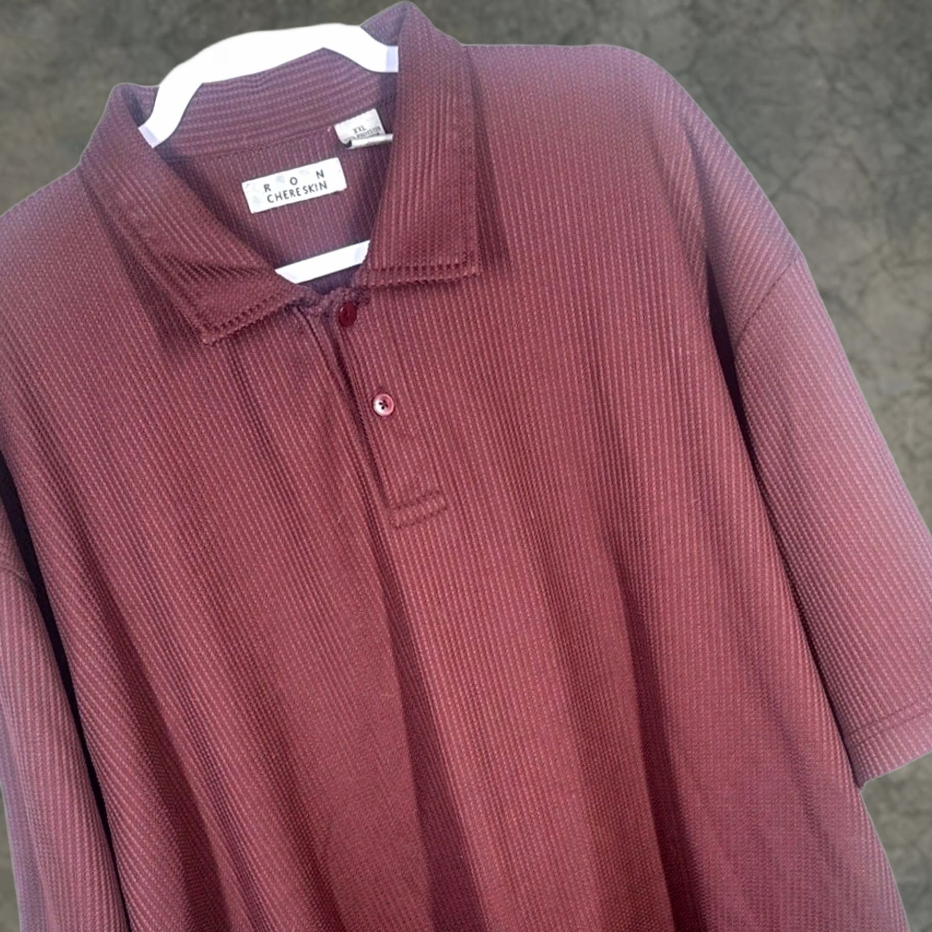 Vintage Ron Chereskin Men's XXL Burgundy Textured Polo Shirt Short Sleeve Button Up Size US XXL / EU 58 / 5 - 1 Thumbnail