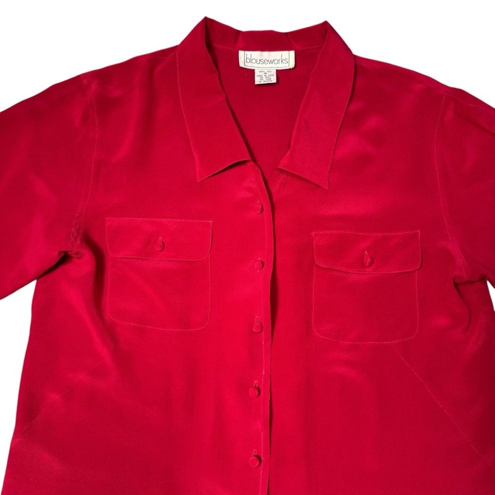 Other Vintage Blouseworks 100% Silk Red Long Sleeve Shirt Size M Size M / US 6-8 / IT 42-44 - 6 Thumbnail