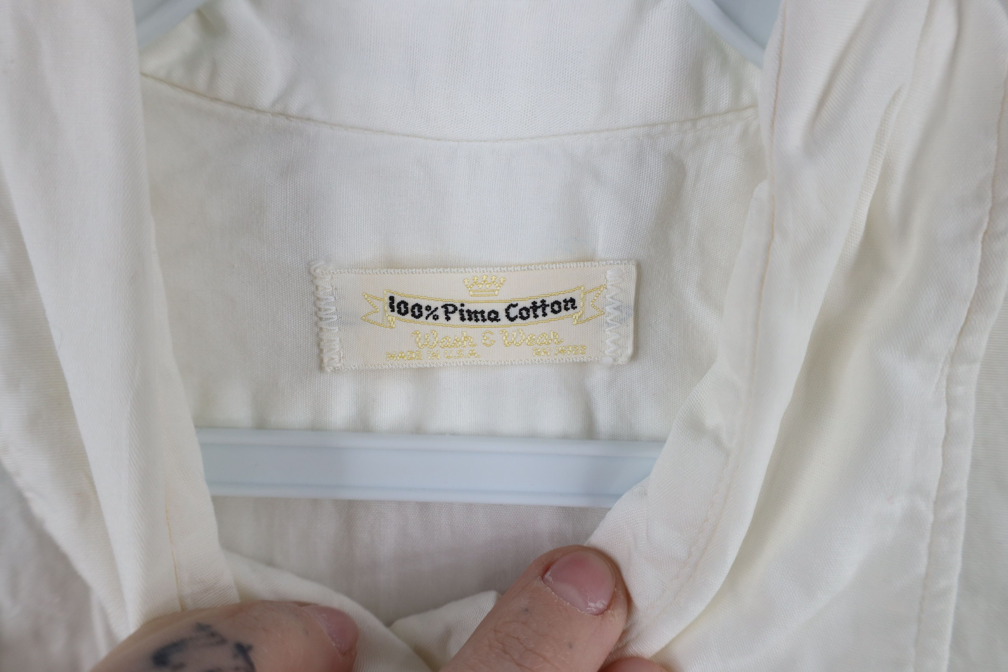 Vintage Vintage 50s Streetwear Collar Pima Cotton Shirt White USA Size US L / EU 52-54 / 3 - 9 Thumbnail