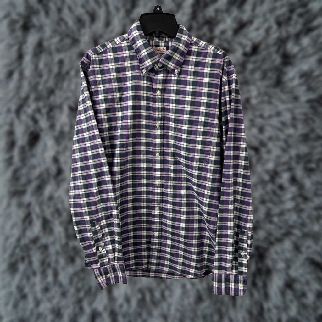J.Crew J.Crew Broken-In Oxford Shirt Mens M Purple Plaid Organic Cotton Slim Fit L/S - Button-Down Collar, Classic, Preppy, Lightweight, Pockets Size US M / EU 48-50 / 2 - 1 Thumbnail