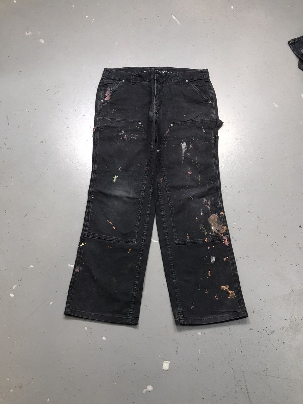 Carhartt Vintage Carhartt double knee paint splatter workwear denim Size US 35 - 1 Thumbnail