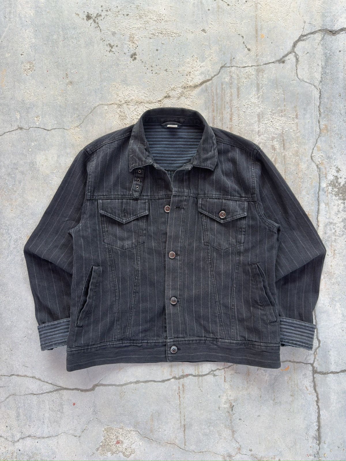 45rpm 45R Indigo Herringbone Pinstripe Denim Jacket Size US M / EU 48-50 / 2 - 1 Thumbnail