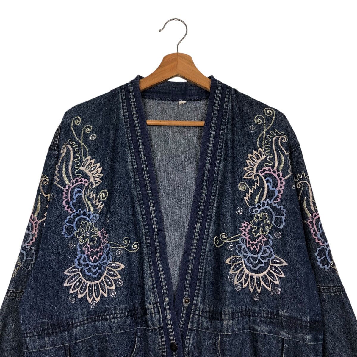 Vintage 📌Vintage Denim Cardigan Bomber Jacket Unknown Brand Japan Size US M / EU 48-50 / 2 - 4 Thumbnail