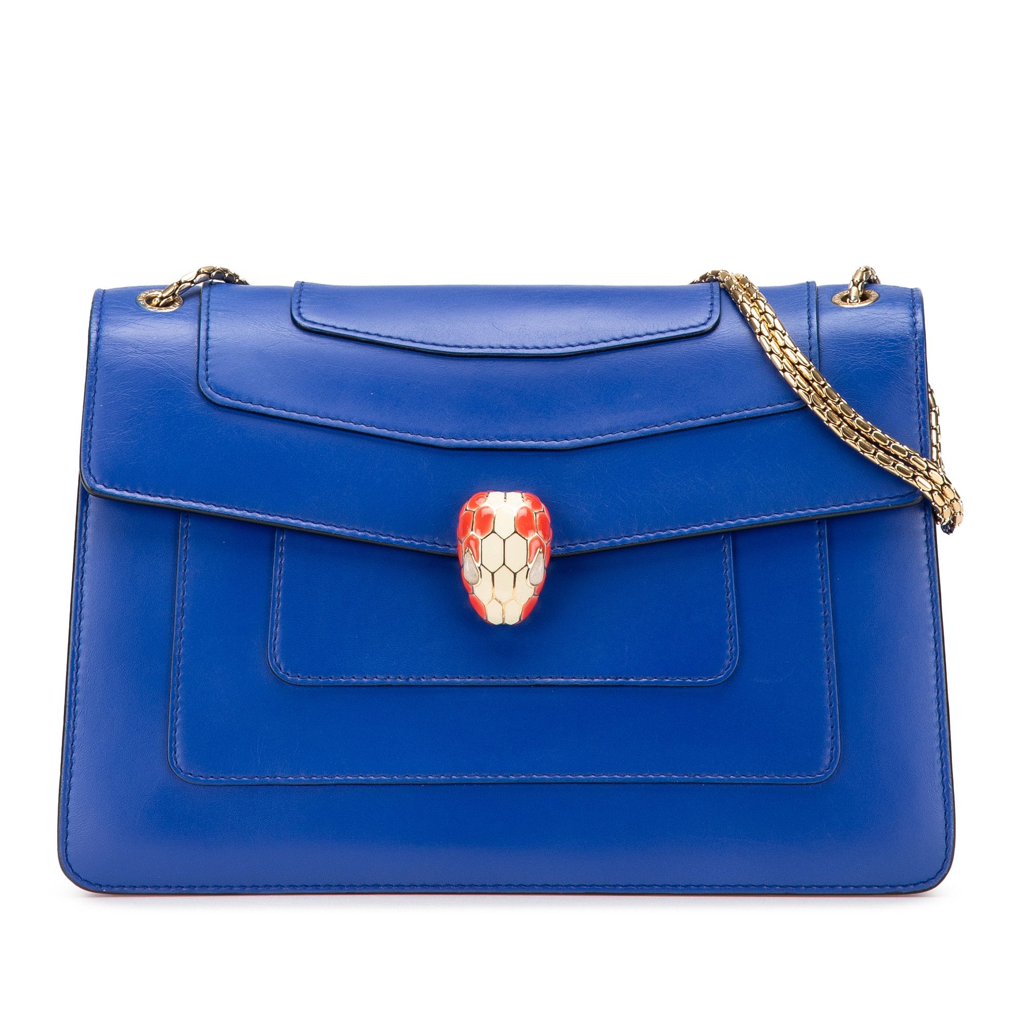 Bvlgari Medium Calfskin Serpenti Forever Shoulder Bag in Blue, Women's