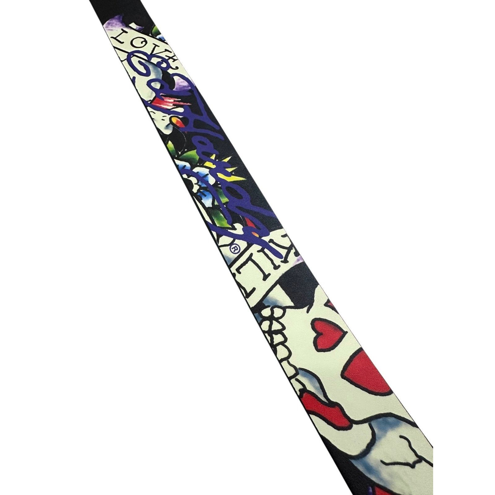 Ed Hardy Ed Hardy Men's Skull and Butterfly Print Reversible Belt Size 40 - 5 Thumbnail